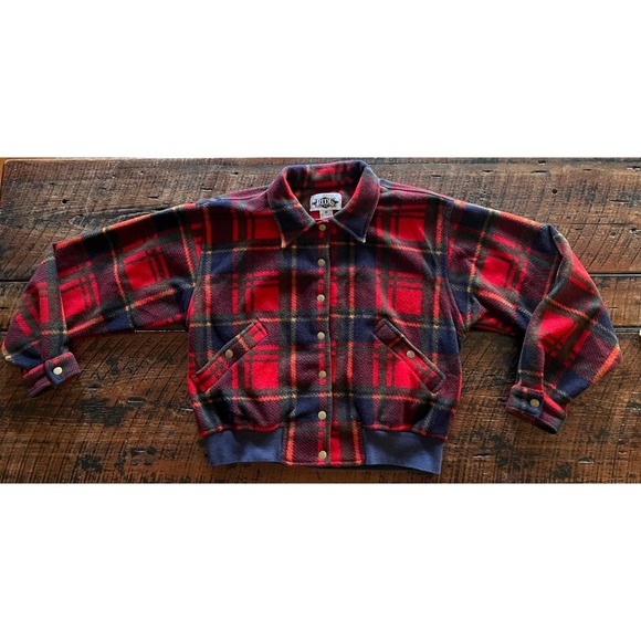 Vintage Fleece Bomber Lightweight Tartan Plaid Jacket Made in Nepal - Picture 9 of 12